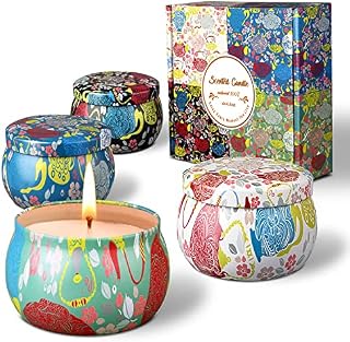 AIMASI Scented Candles Gift Set, Candles Gifts for Women Natural Soy Wax with Strongly Fragrance, Lavender,Vanilla,Lemon,Jasmine, 4 Pack