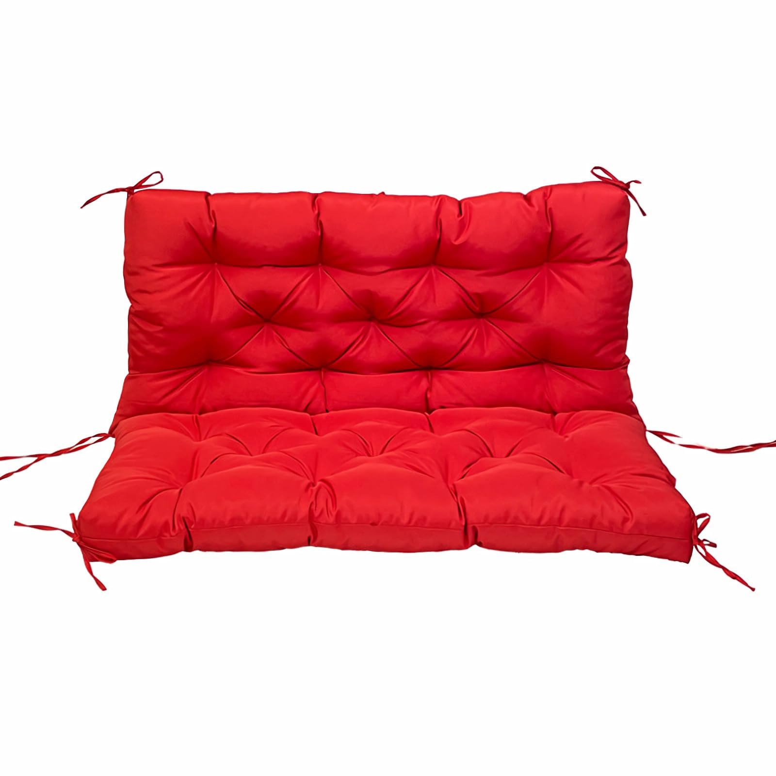 Cuscini impermeabili per dondolo da esterno con schienale, 2/3 posti, cuscini di ricambio per panca da giardino, colore rosso, con 8 lacci antiscivolo, 120 x 100 x 10 cm