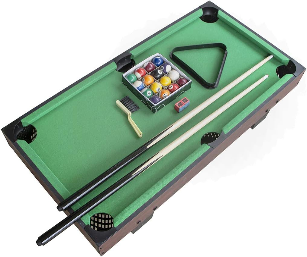 KAKIBLIN Mini Pool Table, 36 inch Tabletop Billiard Table Mini Portable Snooker Pool Game Set 36 × 18 × 7.9 inch Pool Table with Cues, Balls, Racking Triangle – Green Felt : Everything Else