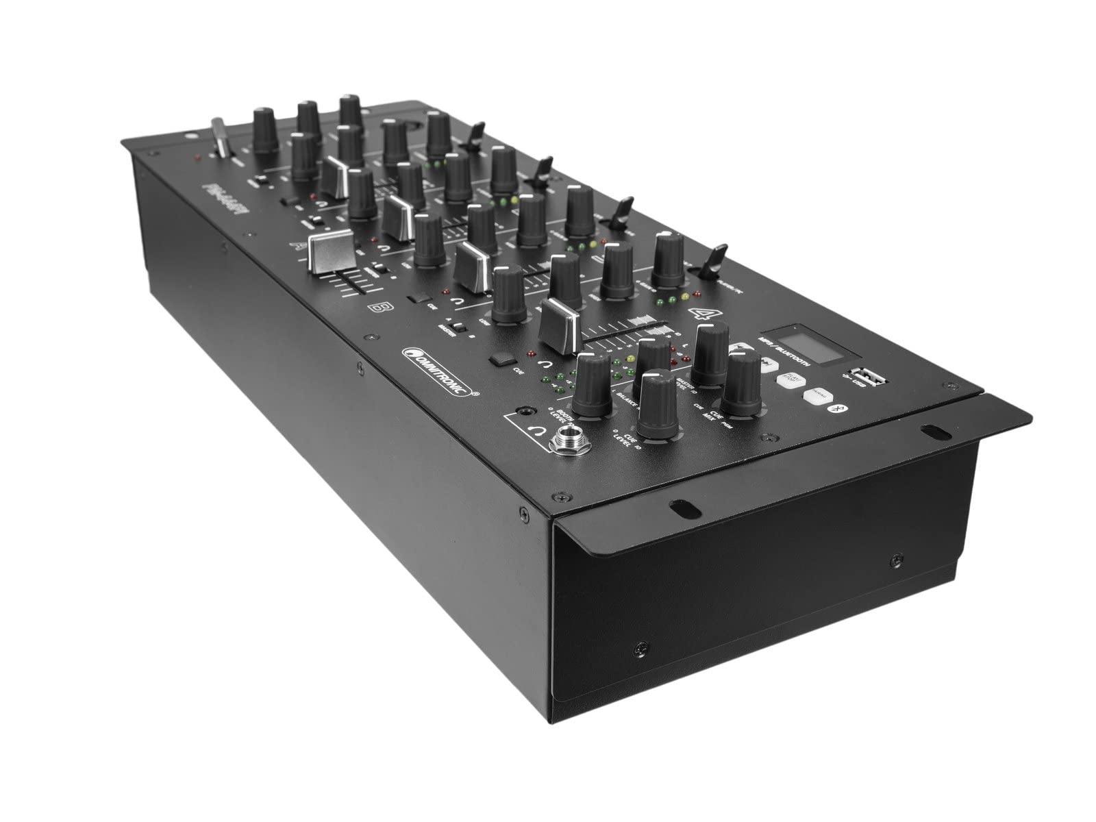 OMNITRONIC PM-444Pi - Mixer DJ a 4 canali con lettore e interfaccia USB, mixer DJ a 4 canali con Bluetooth, lettore MP3 e interfaccia USB