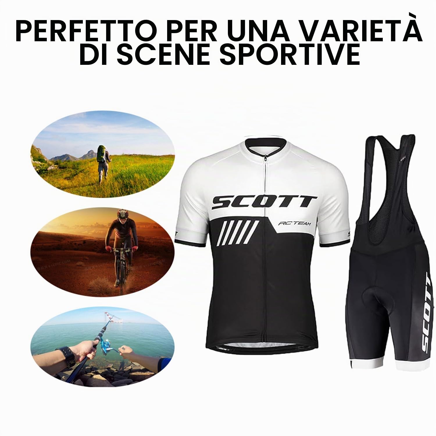 Set Abbigliamento Ciclismo Uomo Estivo - Elegante e Funzionale Body da Ciclismo Con Pantaloncini Imbottiti in Gel 19D Traspirante e Ad Asciugatura Rapida (M, Nreo)