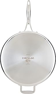 Circulon C1 Series Clad Stainless Steel with ScratchDefense Technology Cookware Nonstick Induction Saute Pan with Lid and Helper Handle, Metal Utensil Safe, 5 Quart - Polished Stainless Steel