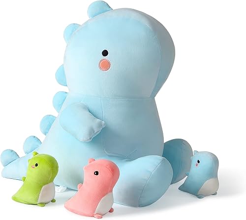 Onsoyours Animal de peluche de dinosaurio con 3 dinosaurios en su barriga 4 piezas de lindos juguetes de almohada de dinosaurio para niños y niñas disponible en Yaxa Guatemala