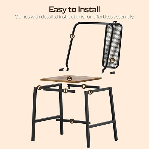 Miniatura 8 de CY01L4BRN1 - Juego de 4 sillas de comedor de madera, sillas de comedor de granja con soporte trasero, para sala de estar, cocina, marrón rústico y