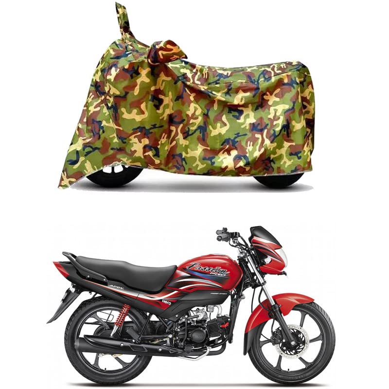 Image of Waterproof 100% PVC Coated Full Bike Scooty Two Wheeler Body Cover Compatible for Hero Passion Pro /UV-Rays /Heat Protection /Birds Dropping /Scratchproof /Dust Proof [6X6 Jungle Print]