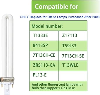 (2 Pack) PL13-E 13W Replacement Light Bulb Compatible with Electronic Ballast,Replace for Ottlite T1333E,13W Type E Compact Fluorescent Light Bulb,5500K Bright Natural Daylight,G23 Base