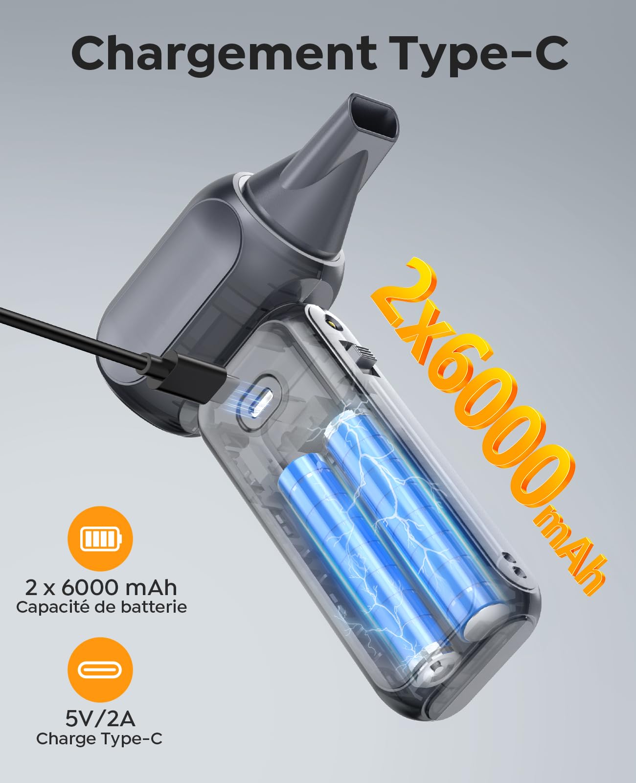YUSMAN Souffleur à Air Comrimé Électrique 300000RPM - Mini Souffleur avec Réglage de Puissance 0-100% - pour Nettoyage PC, Clavier, Boîtier et Intérieur Auto