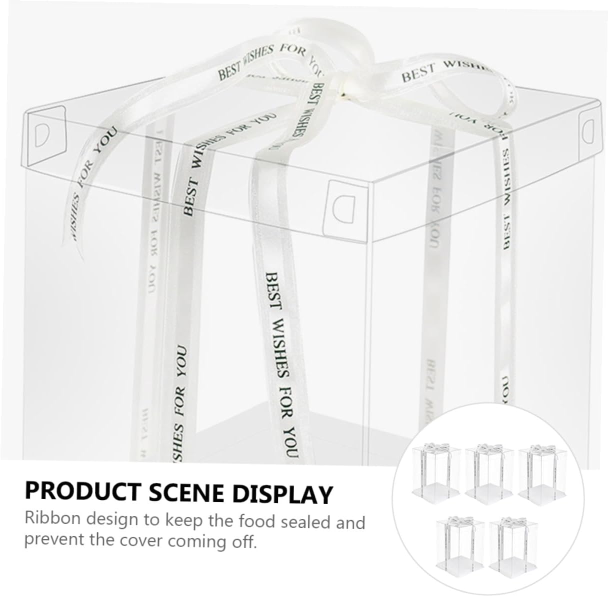 5pcs 8-inch Double Layer Square Cake Boxes with Ribbon, Food-grade Birthday Cake Storage and Packing Containers for Party and Packaging
