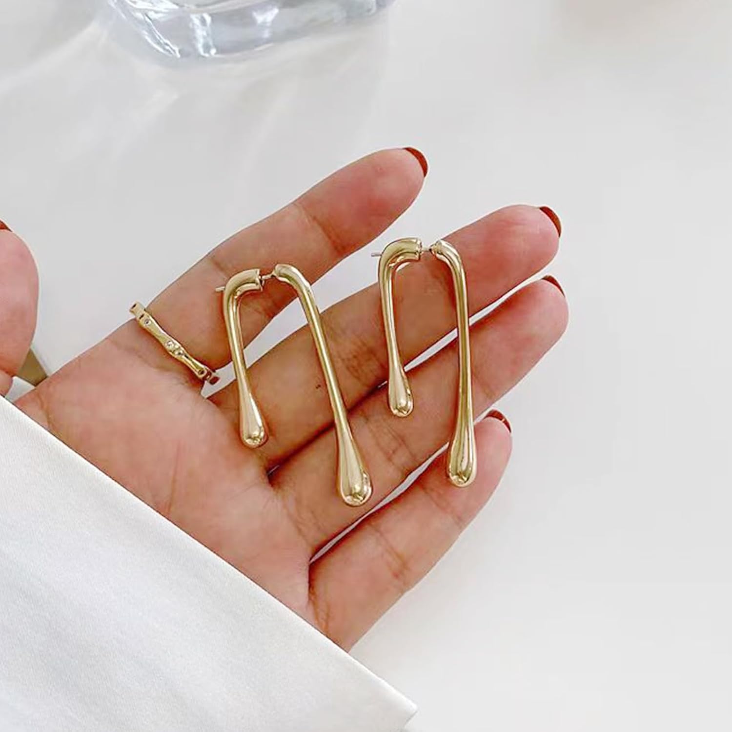 Gold Teardrop Earrings for Women Simple Waterdrop Stud Earrings Gold Statement Dangle Drop Earrings Jewelry Gifts - Image 5