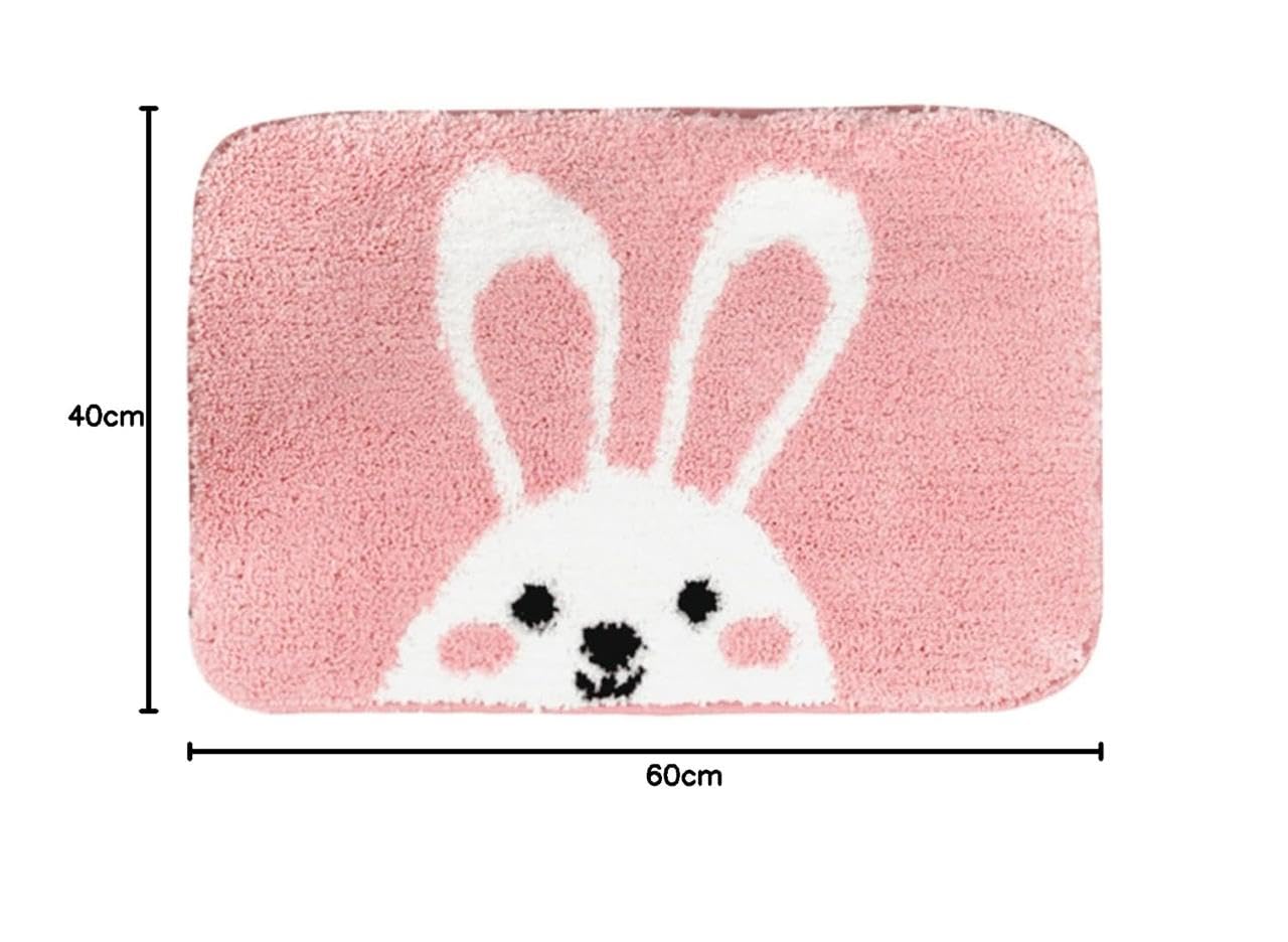 Cute Pink Bunny Bath Mat - Non-Slip & Washable -2
