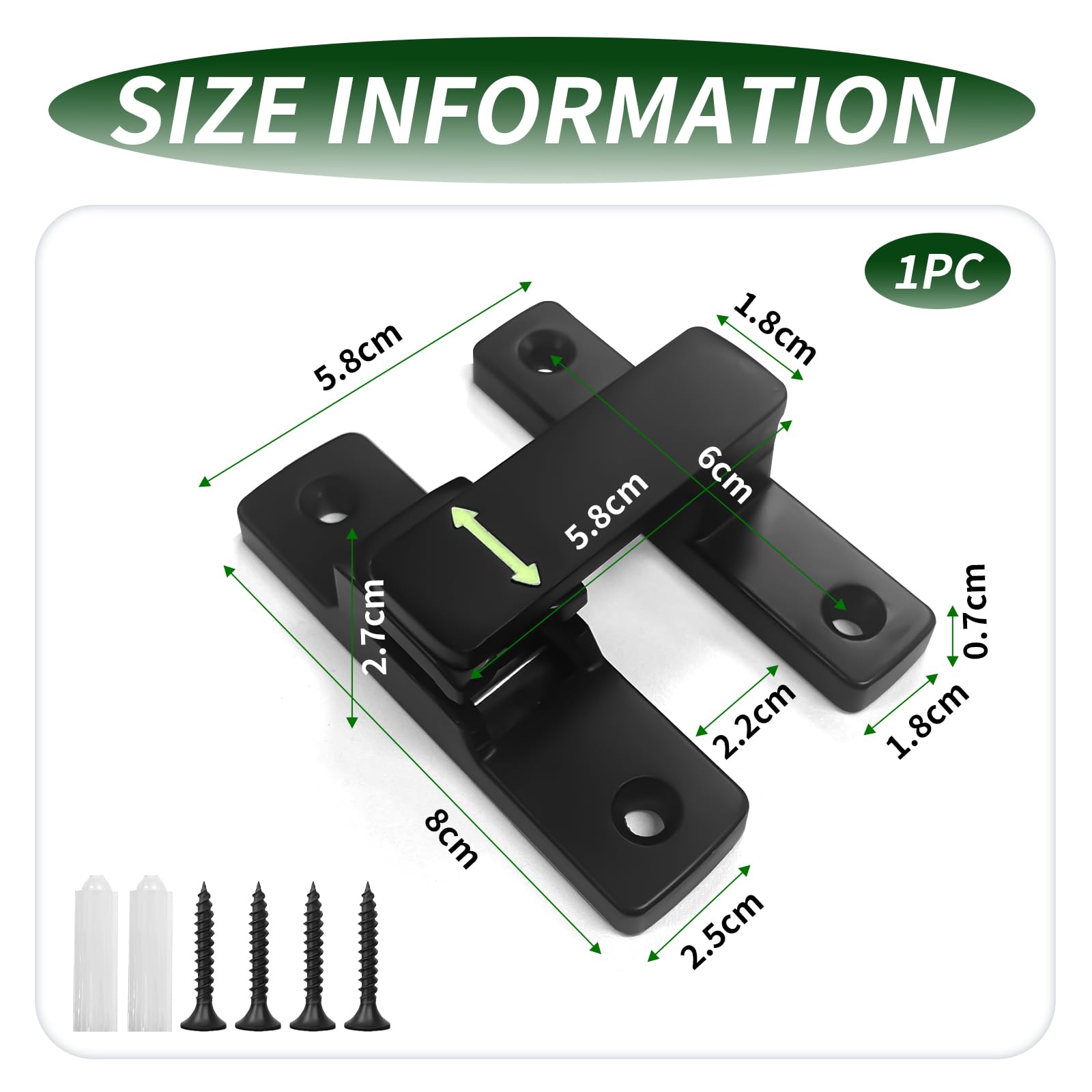Sliding Door Lock, Door Latch, 90/180 Degree Stainless Steel Deadlock - Image 2