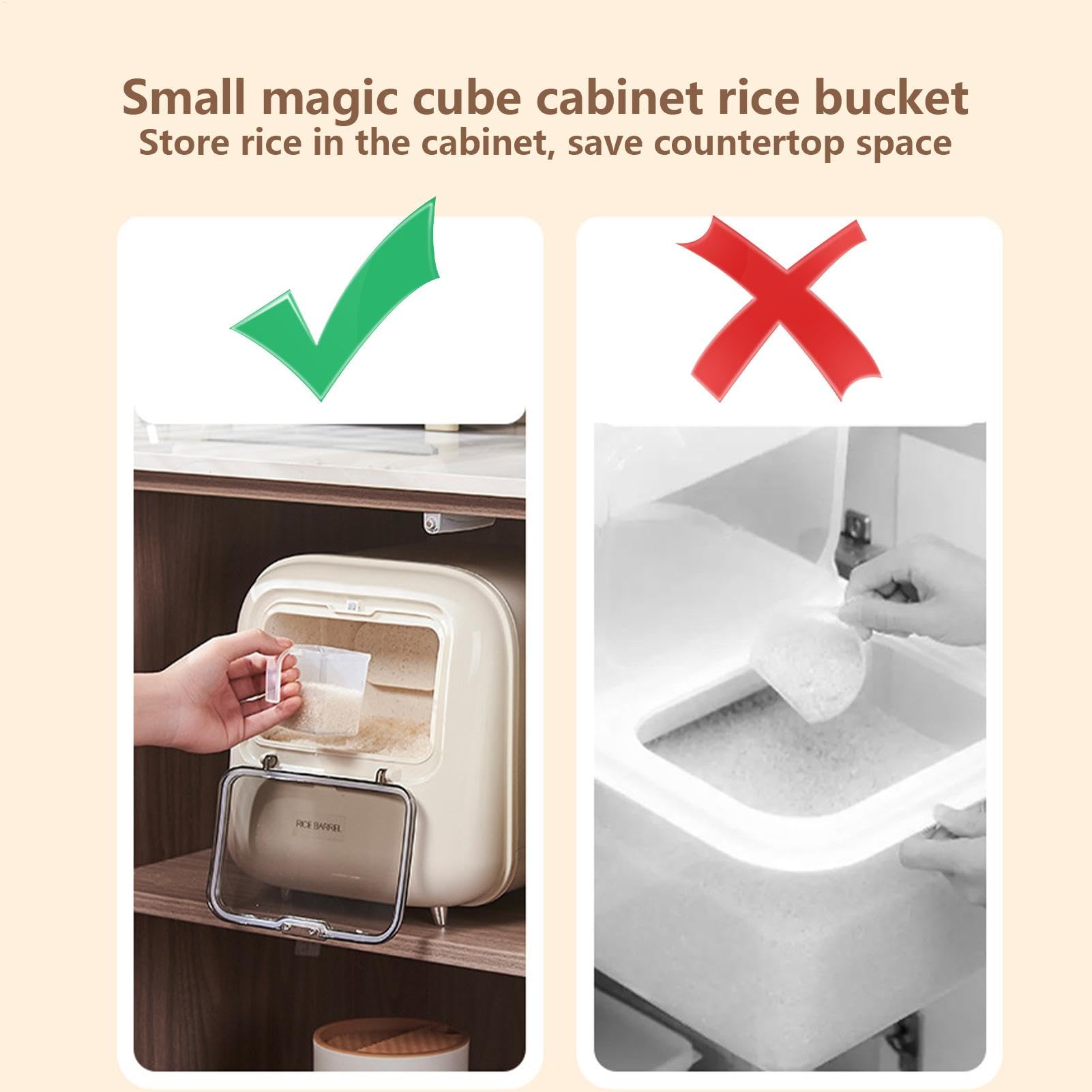 Dispenser di supporto per riso, contenitore di immagazzinaggio di riso,Contenitore per dispensa per la casa | Contenitore per alimenti da cucina per organizzazione di stoccaggio dispensa, scatola dis | Porta Riso Da Cucina per Dispensa Armadietto Frigorif