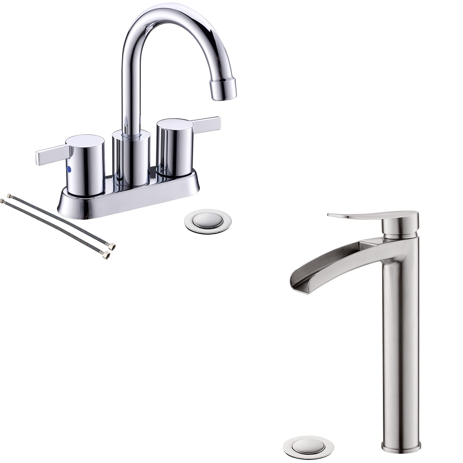 Sxithgkdw Bathroom Faucet, With Metal Pop Up Drain And Water Supply Lines, Ns-Sf01-Bn-V+Bf015-1-C