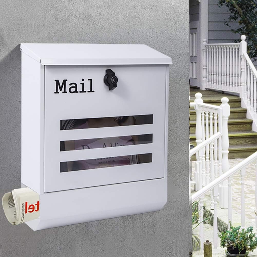 MailboPB9rrless Steel Rainproof Waterproof Large Lock Magazine Leer Box Postbox