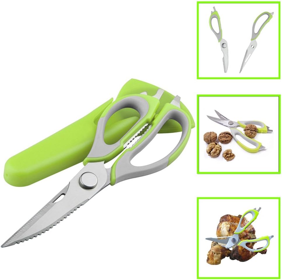 Multifunction Kitchen Shears, Stainless Steel Come Apart Kitchen Scissors, 7-In-1 Pull Apart Utensils, Magnetic Storage Case and Folding Knife