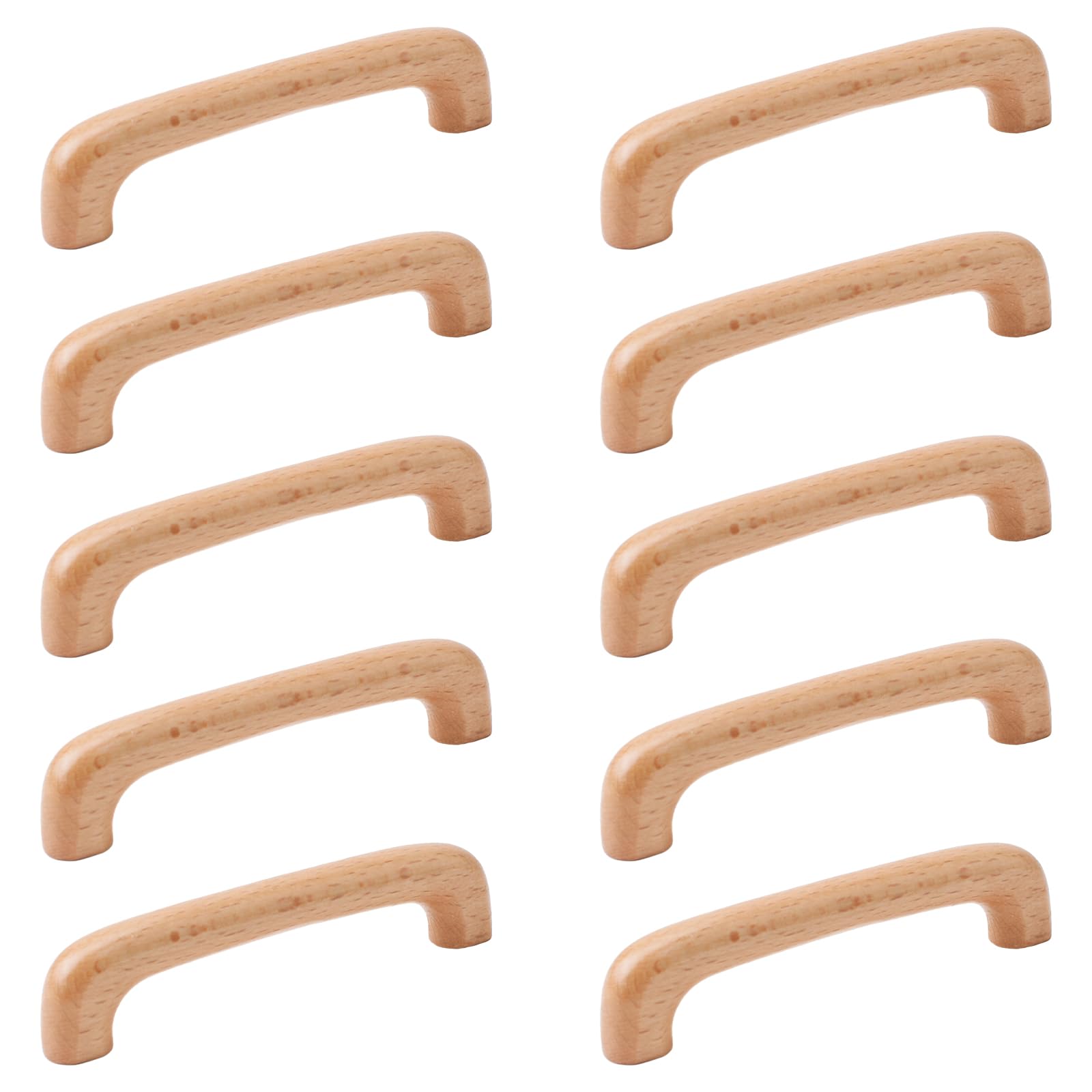 MOROBOR Wooden Cabinet Handles Solid Wooden Drawer Pull 96mm Hole Centers U-Shaped Cabinet Hardware Pull for Bedroom Bathroom Kitchen Cabinets Door- 10 Pack