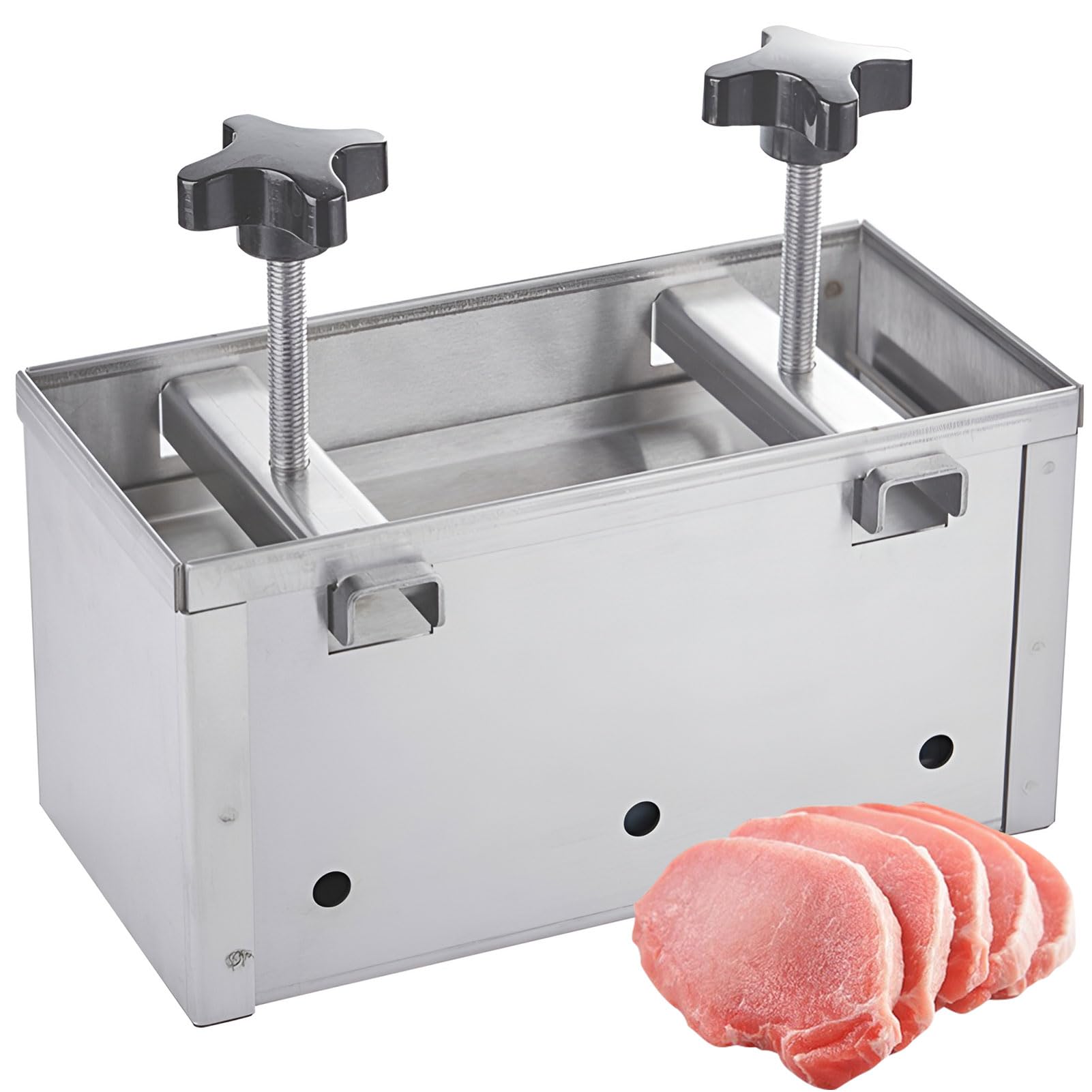 Molde de prensa de carne de acero inoxidable, dispositivo de presurización de doble tornillo, para hacer hamburguesas para hamburguesas, deslizadores, barbacoas, parrillas, 2 kg