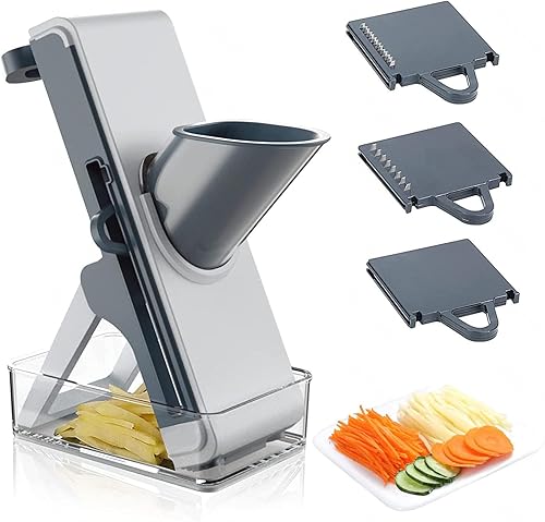 Miniatura 1 de Safe Mandoline, for Potatoes,Vegetable,Meat,Onions Slicer Mandolin, Safe Slicer Mandoline with Container, Thickness Adjuster Multi Blades