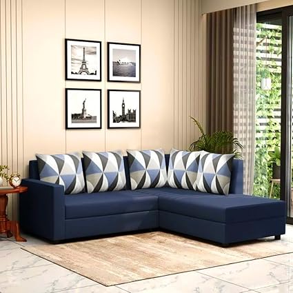 Sleepify Elegant 5 Seater Fabric Corner RHS L Shape Sofa Set (Blue)
