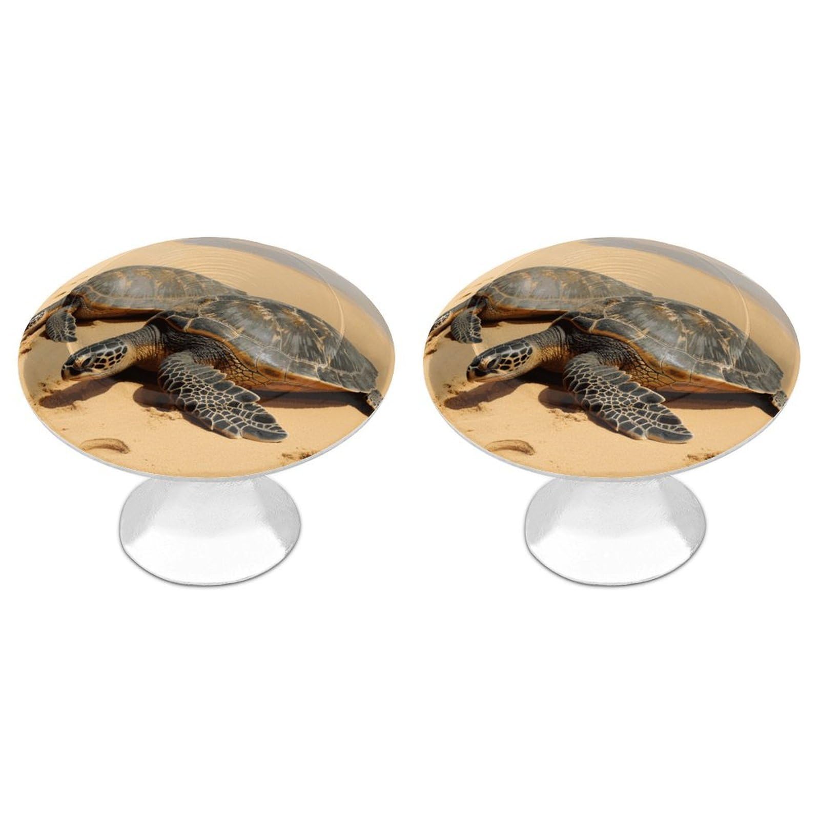 FekiLoot Turtles on The Beach Cabinet Knob Kitchen Drawer Knob Stainless Steel Round Drawer Pulls Modern Cabinet Hardware Vintage Dresser Drawer for Kitchen Bathroom Closet Dresser Cabinets