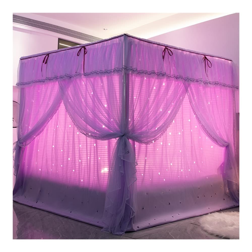 Moustiquaire de lit rideau de lit occultant et anti-poussière ciel de lit de chambre 1.8x2.2x2m