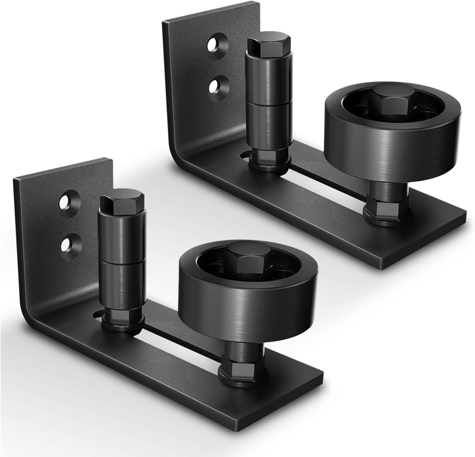 EaseLife 2 Pack Barn Door Floor Guide,8 Assemble Setup Options,Wall Mount System,Adjustable Stay Roller,Flush Flat Bottom Design,Black