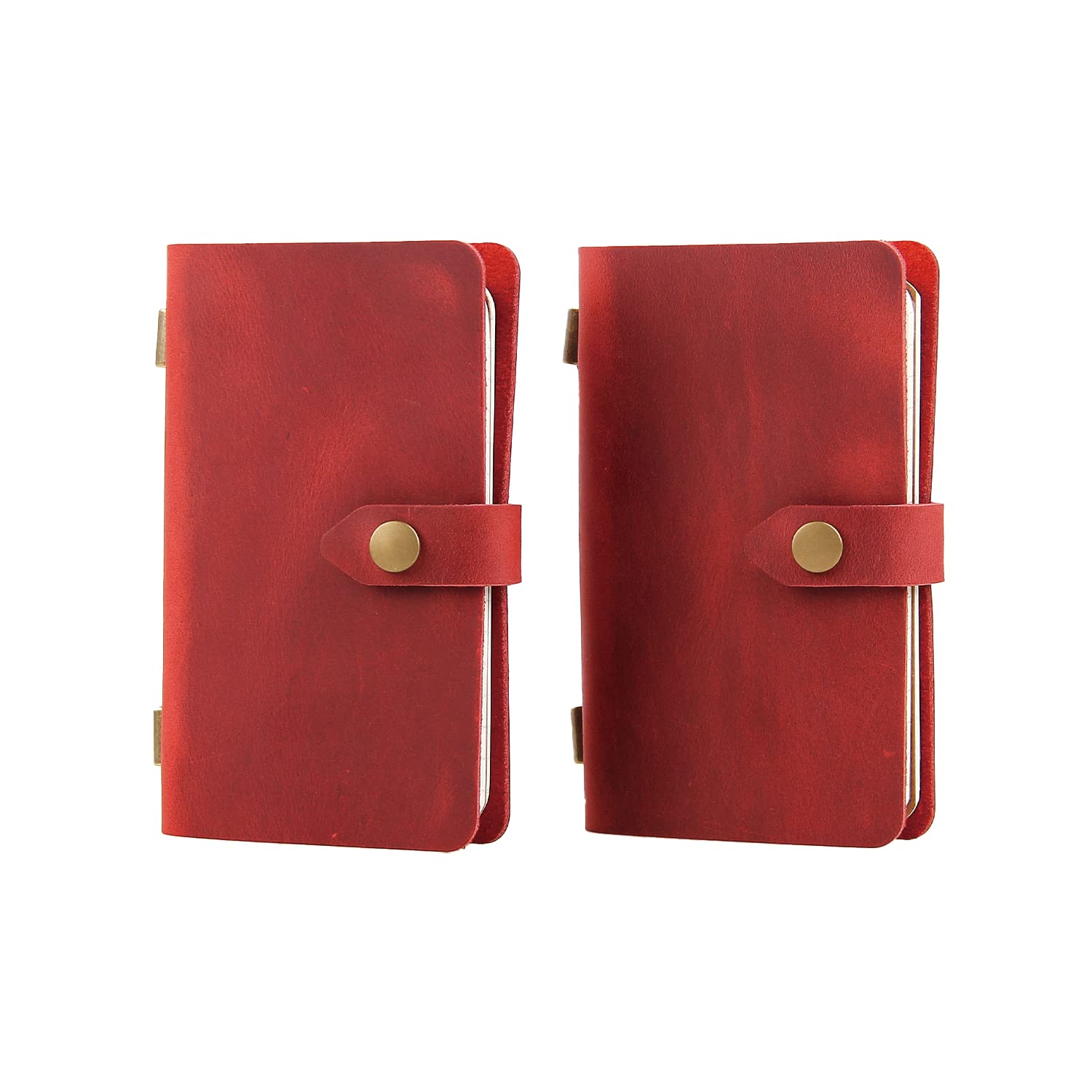 Kleines Reisetagebuch aus Leder, Vintage-Tagebuch, liniertes Papier, handgefertigter Mini-Leder-Notizblock für Damen und Herren, 2 Stück/Weinrot