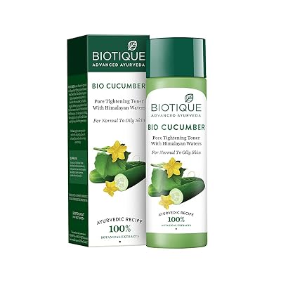 Biotique Cucumber Pore Tightening Toner| Ayurvedic and Organically Pure| Maintains Skin’s Natural pH |100% Botanical Ext
