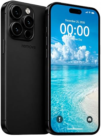 A15PM Unlocked 5G Cell Phone, 6.8" HD Curved DisplayBlack | 8GB+256GB Expandable Storage, 6800mAh Long-Lasting Battery, Android 14, Dual SIM, Fingerprint & Face Unlock, 48MP HD Camera