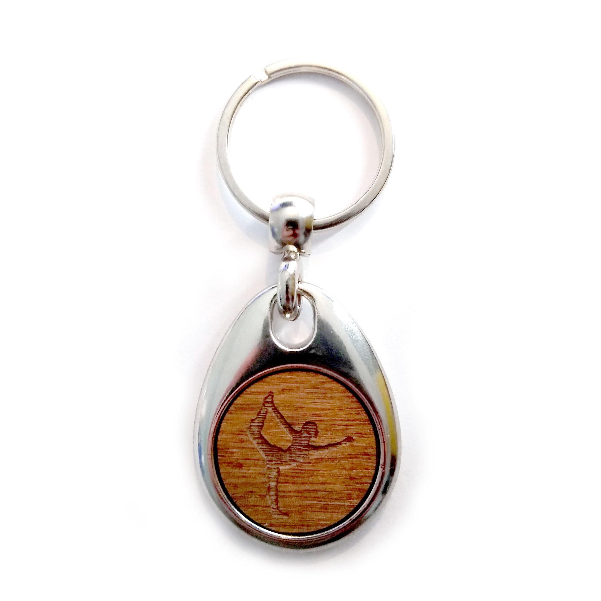 Jorvik Wood Yoga Design Wooden Keyring with Gift Box.
