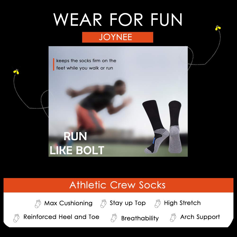 JOYNÉE Calcetines deportivos para hombre para correr y entrenar, paquete de 6 - Negro -