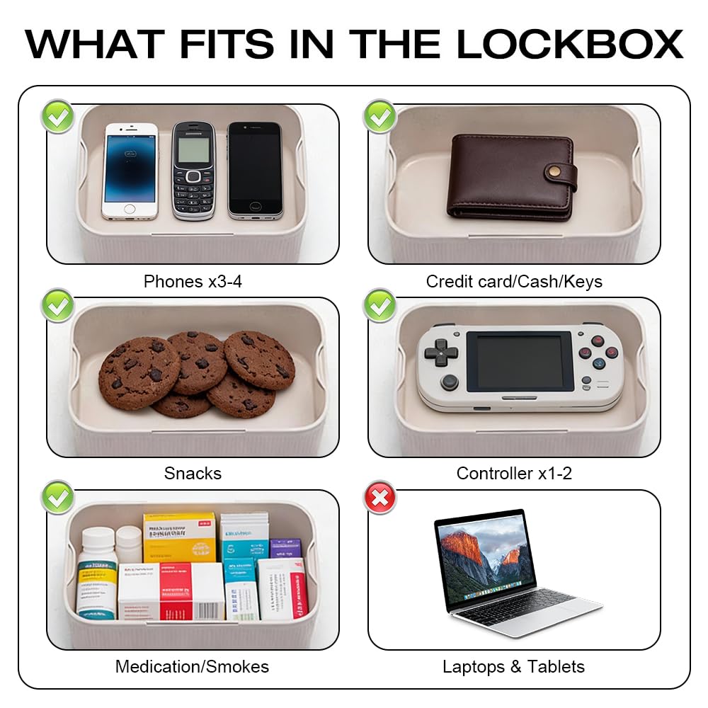 Caja con Temporizador y Bloqueo Seguro, Caja fuerte con Temporizador, Caja de Seguridad con Temporizador, Caja de Seguridad de Autocontrol para Desenchufar Teléfonos y Control de Adicciones