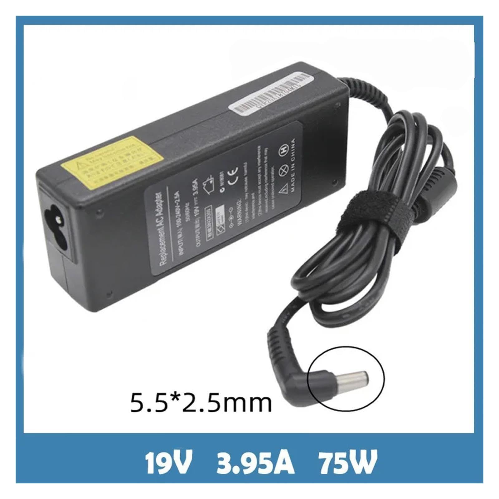Adaptador De Cargador for Portátil De CA De 19V, 3,95A, 75W, 5,5x2,5 MM, Compatible con Toshiba, C50 C55 L300 L355 L500 S50 S55 Lap, Fuentes De Alimentación Universales(with UK Plug)