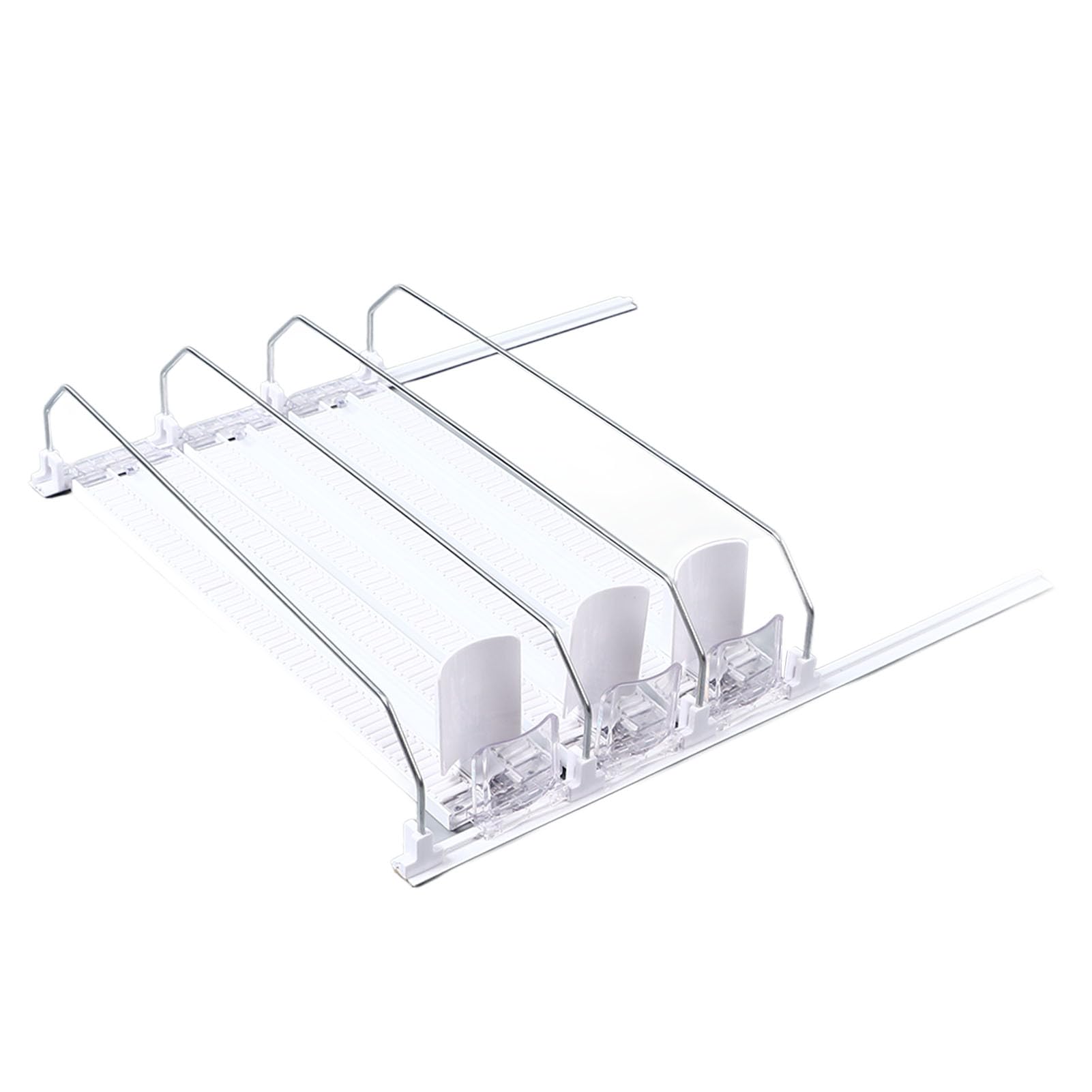 Organizzatore di Lattine di Soda per Frigorifero, Organizer per Bevande a Larghezza Regolabile per Frigorifero, Organizzatore Automatico di Bevande con Design a Molla Curva, (3PCS)