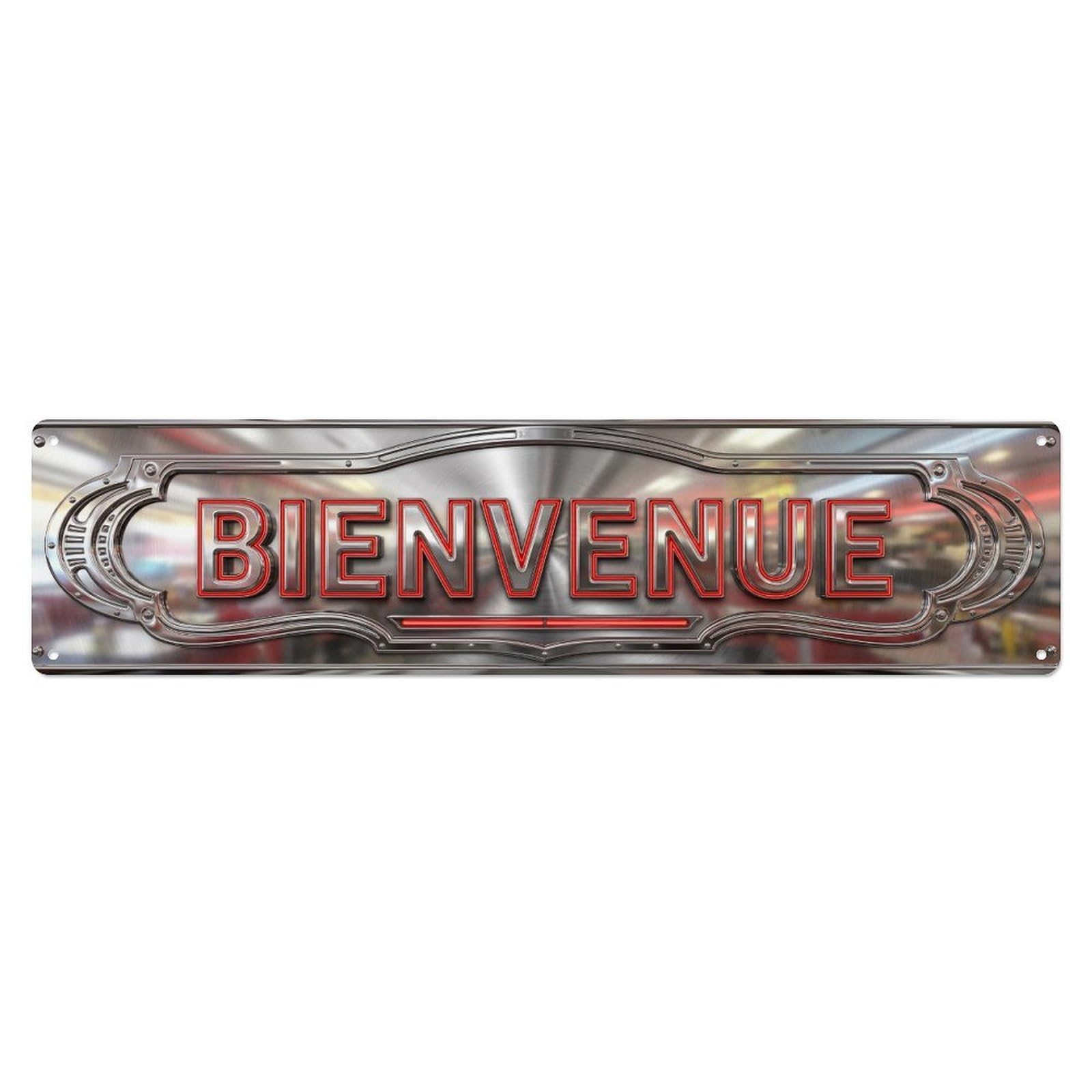 Retro Diner Chrome Metal Welcome Metal Tin Sign Plaque Wall Decor for Cafe, Club Bar, Office, Home Garden Metal Poster 4x16Inch