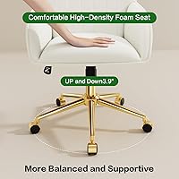 Vista 5 de Silla de escritorio para oficina en casa cómoda con ruedas ajustables y giratorias, silla moderna de terciopelo para maquillaje con respaldo