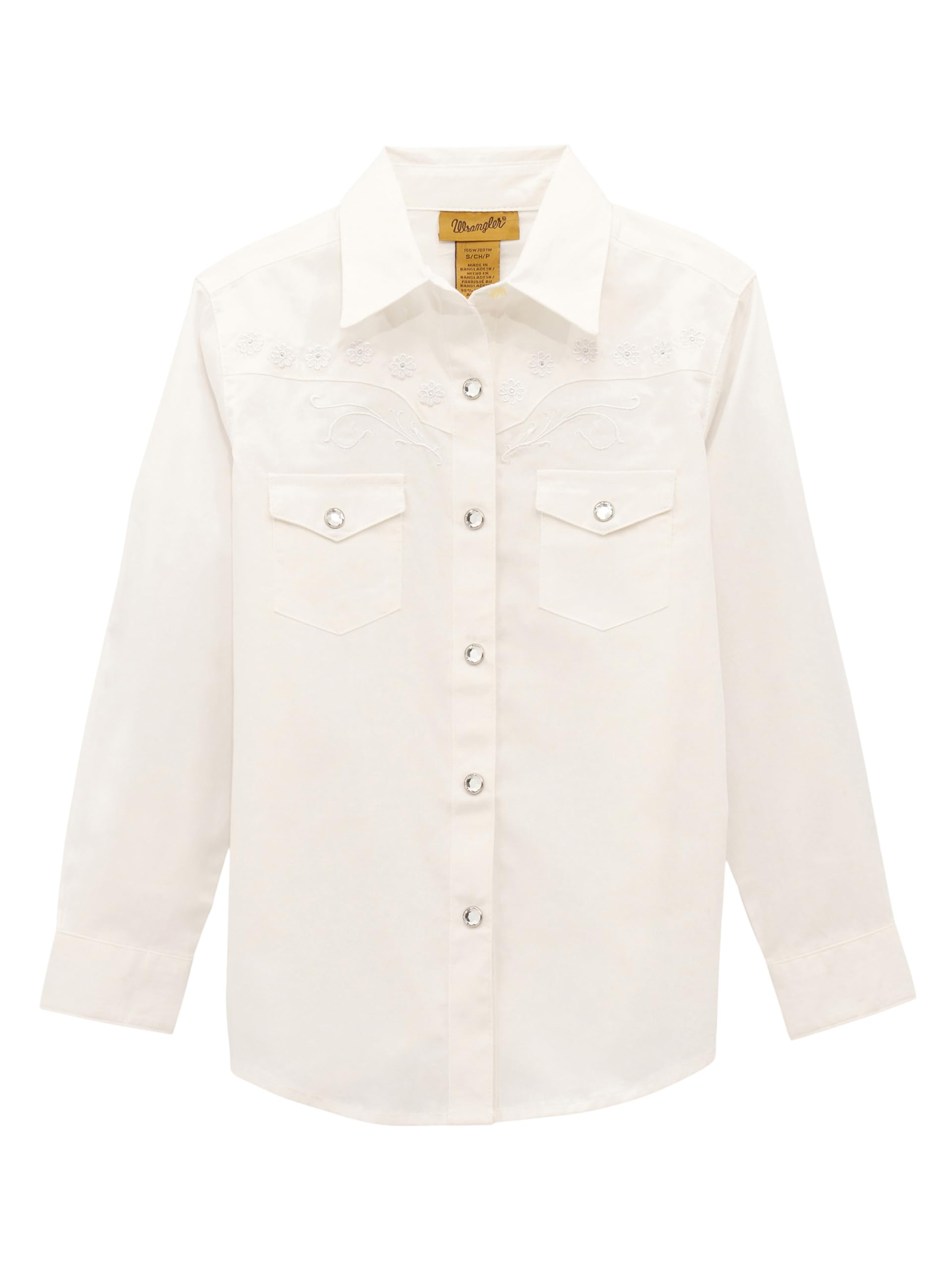 Wrangler White Girls Western Long Sleeve Top GW7001W