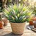 MAQIHAN 10 Artificial Grass Plant Outdoors - Faux Fake Wheat Grass Decor UV Resistant Outdoor Plants Plastic Outside Weed Plant Artificial Greenery for Porch Decorative