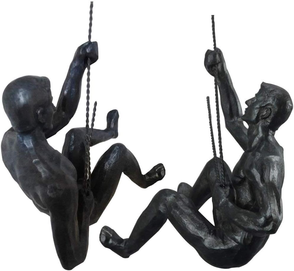 A.B Crew Unique Design Resin Made Climbing Man Wall Art Home Decor Sculpture (Posture 2+Posture 3)