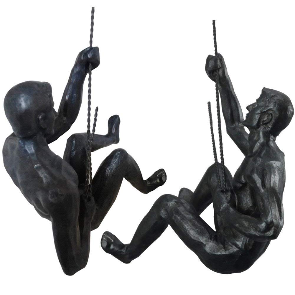 A.B Crew Unique Design Resin Made Climbing Man Wall Art Home Decor Sculpture (Posture 2+Posture 3)