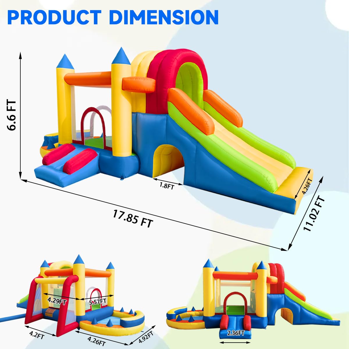 8-in-1 Large Inflatable Bounce Castle with Blower for Kids and Toddlers – Indoor and Outdoor Backyard Bouncer Featuring Two Slides 6 8-in-1 Large Inflatable Bounce Castle with Blower for Kids and Toddlers – Indoor and Outdoor Backyard Bouncer Featuring Two Slides - Image 6