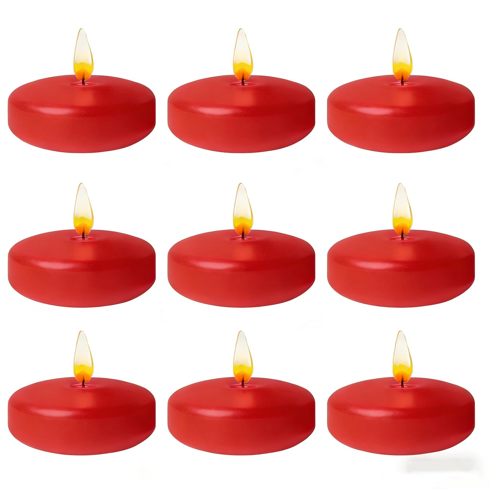 Cacou 12 Pack Red Floating Candles - Candle Set - 7Cm W X 3Cm H - Long Burning Time - Burning Time 8-10 Hours