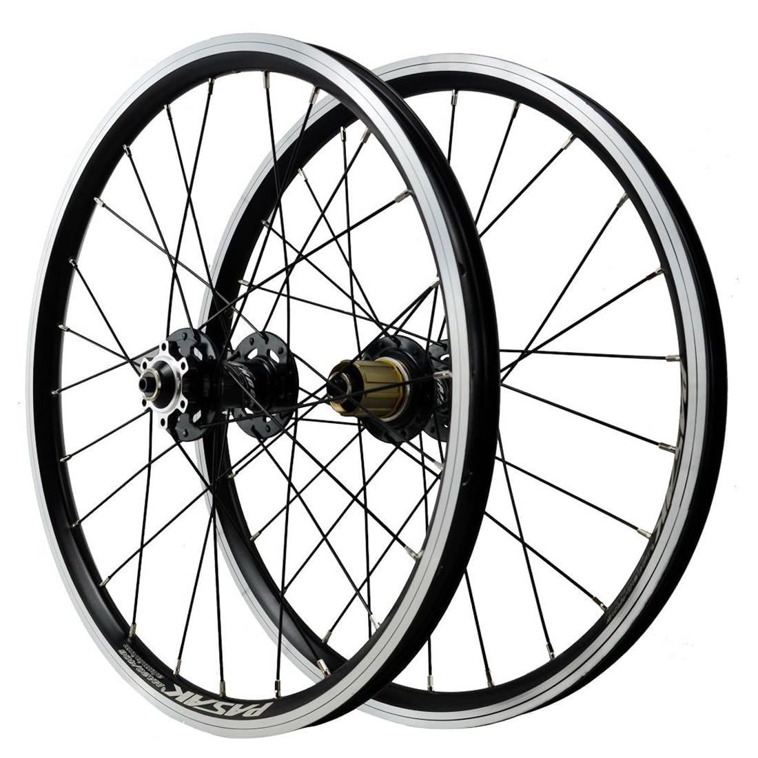 ZXGSXIOU 406 451 BMX Folding Bike Wheelset 20'' Disc Brake + V Aluminum Alloy Rim Quick Release Front Rear Wheels QR 100/135mm, 7-12s HG Cassette(Black,406)