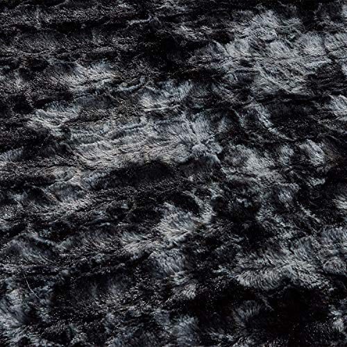 Viviland Faux Fur Throw Blanket, Luxury Soft Plush Shaggy Fleece Blanket, Machine Washable, Black, 50\"×60\" - Thumbnail 3