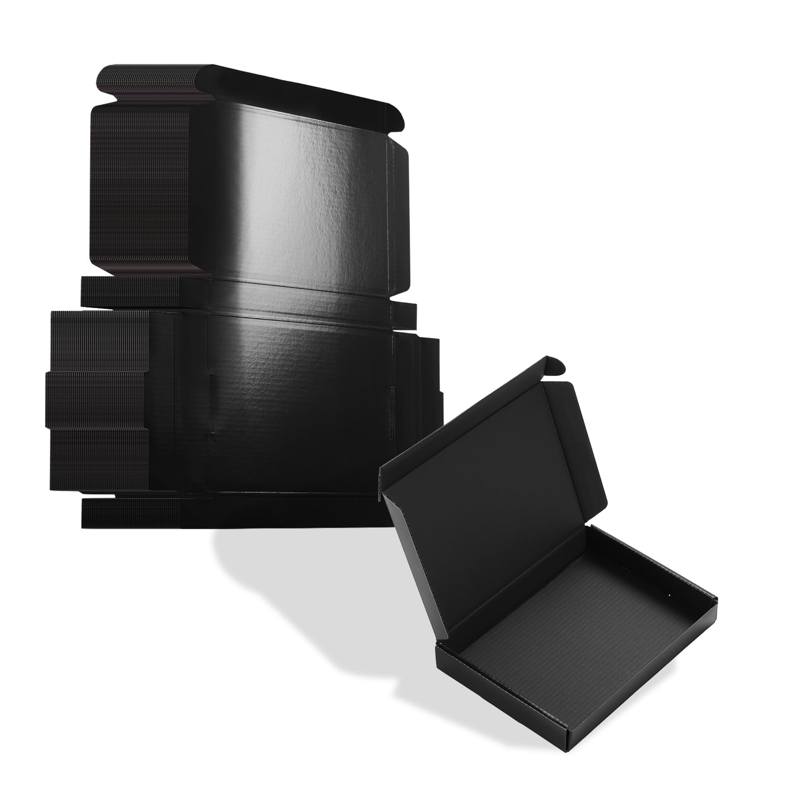 ZBEIVAN 7x5x1 Black Small Shipping Boxes, 30 Packs Corrugated Cardboard Mailer Boxes for Packaging Small Business Mailing Gifts Wrap Boxes with Lids