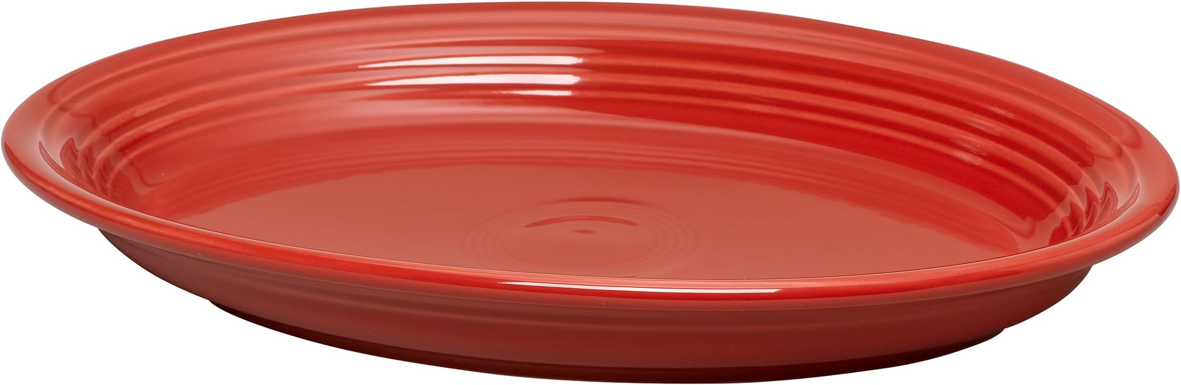 13 5/8" Large Oval Serving Platter – Durable Ceramic, Lead-Safe, Dishwasher/Microwave/Oven Safe – Made in USA - Scarlet