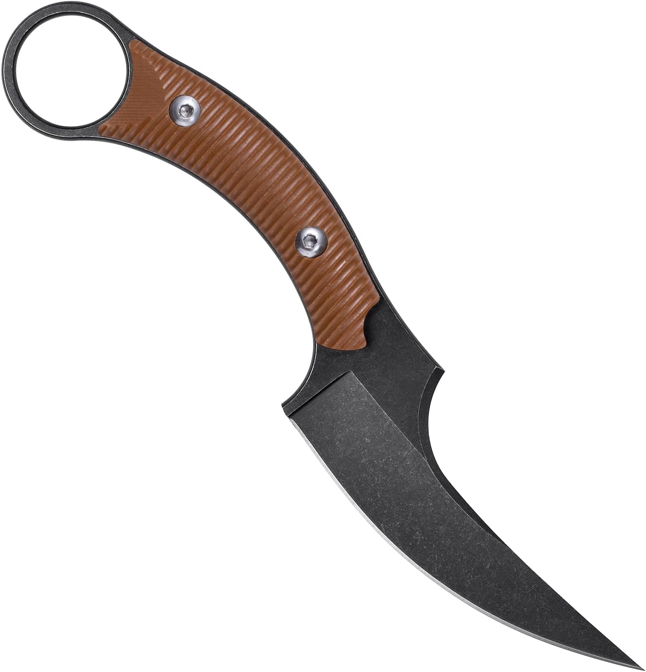 KK528 Fixed Blade Knife, D2 Blade with G10 Handle, Kydex Sheath, Everyday Claw Knife for Men Women, Utility Knives for EDC Survival Hiking Camping Outdoor (Brown)