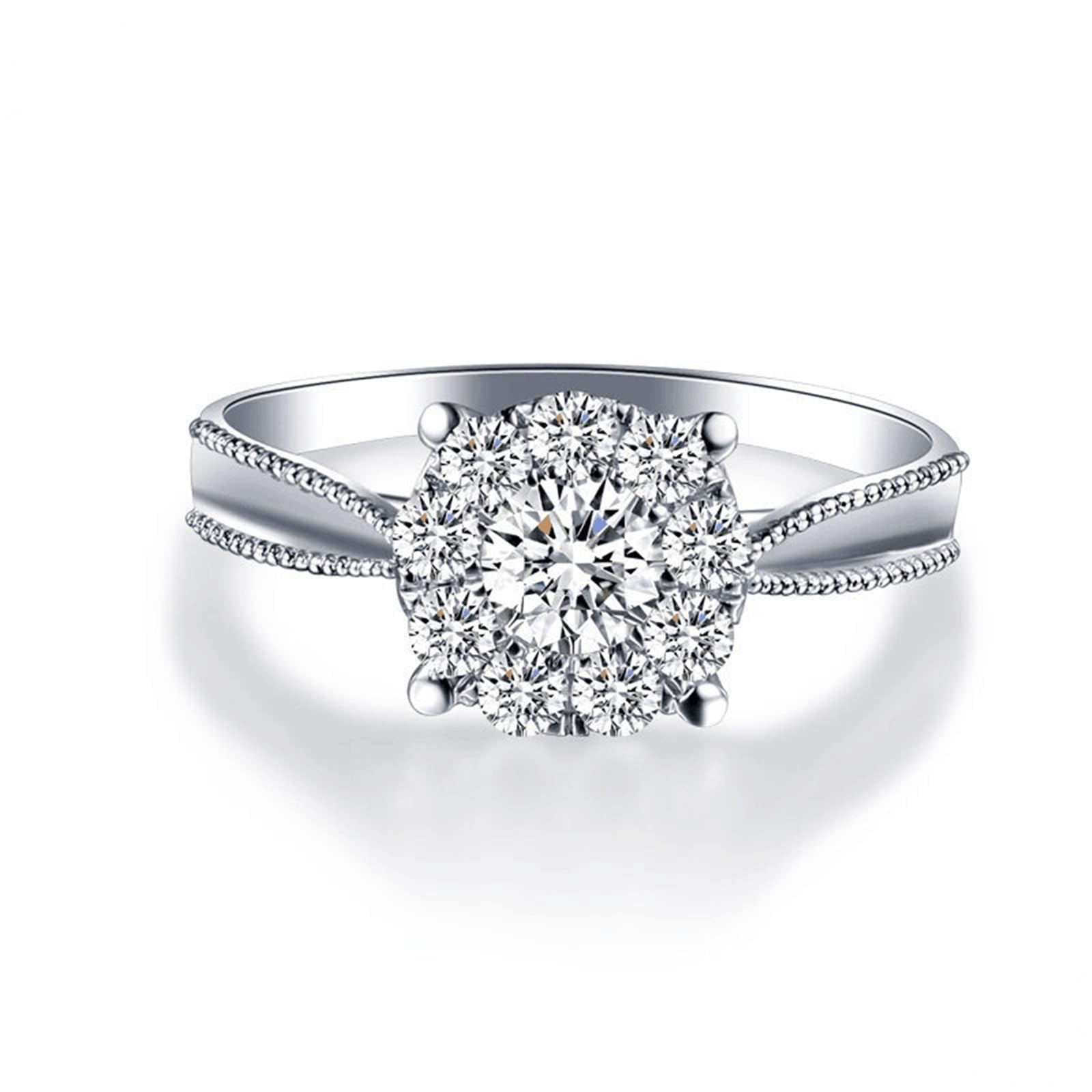 Alliances en or blanc 9 carats, bague de mariage blanche en moissanite, grande bague de fiançailles à 4 griffes