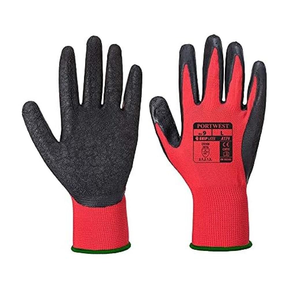 Portwest Red/Black A174 Flex Grip Latex Gloves