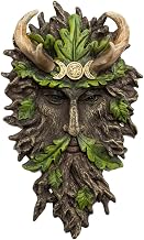 Darthome Green Man Tree Face Wall Plaque, Resin Garden Decor, Gothic Forest Treeman with Horned Crown, Hand Painted, 17x28x5cm